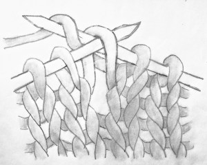 Drawing of a make one left knit increase